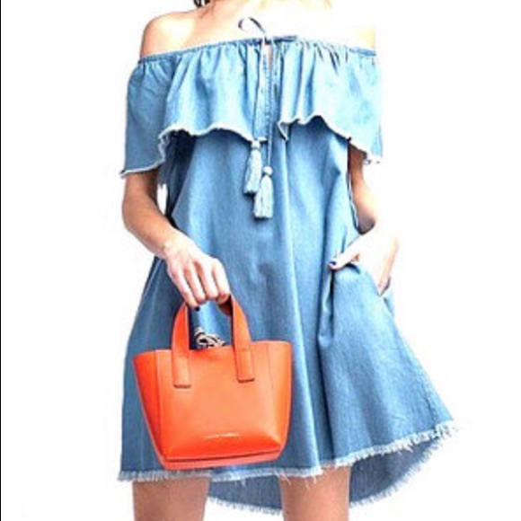 Dresses | Denim Off The Shoulder Dress | Poshmark